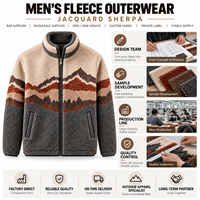 Veste d'hiver pour homme en polaire sherpa à motif géométrique, à poils longs, entièrement zippée, pour l'extérieur, motif personnalisé, fournisseur en gros OEM ODM