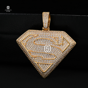 Pendentifs Hip Hop en argent 925 plaqué or, sertis de pierres, en forme de S, avec pierre principale en moissanite - Product Image 2