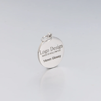 Perle de charme avec logo personnalisé, plaqué or 18 carats, bijoux minimalistes, pendentif de collier en acier inoxydable de 14 mm
