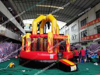 Structure gonflable Fireball Wrecking Ball avec parcours à roues, château gonflable, aire de jeux, équipement d'escalade, pour fêtes promotionnelles, location commerciale et événements