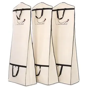 Yile Custom Logo Portable Foldable Bridal Poly Long Dust Dress Cover Wedding Gown Garment Bag For Storage