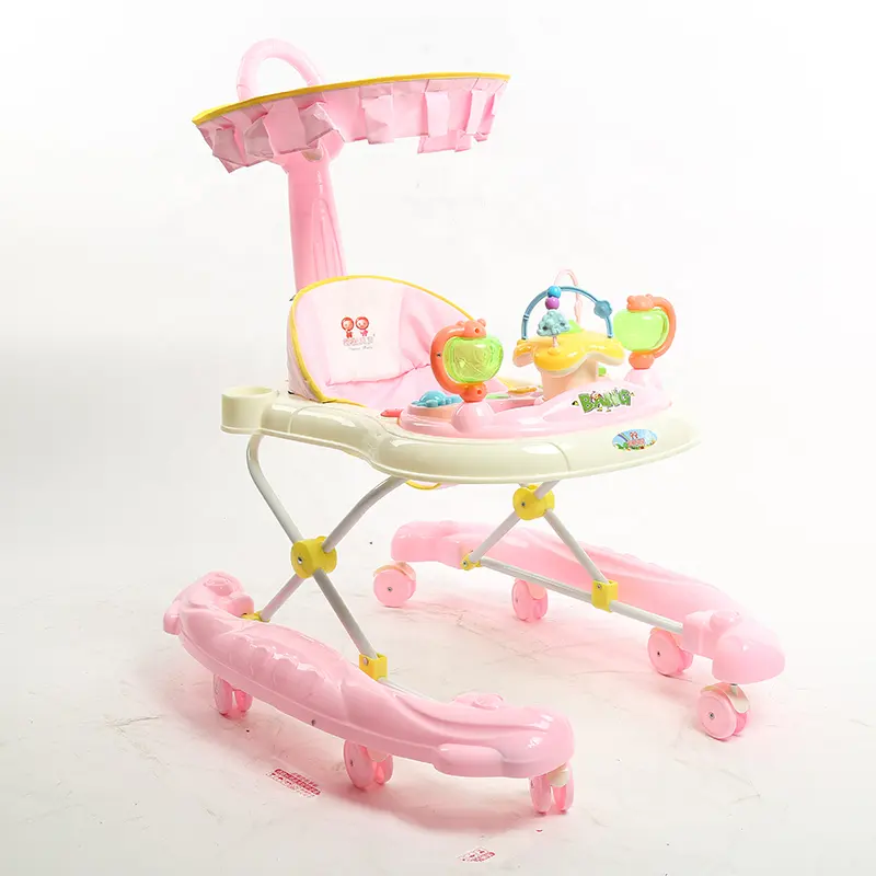 Loopstoeltje Fabrikant Groothandel Wandelaar Vouwen/Baby Leren Roller Walker Training Auto Goedkope Prijs 8 Plastic Wielen Eenvoudige