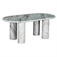 Table basse en marbre Crema Fantasy ORRIS LIVING, moderne, faite à la main, rectangulaire, pieds en blocs de marbre 100% naturel, couleur personnalisée