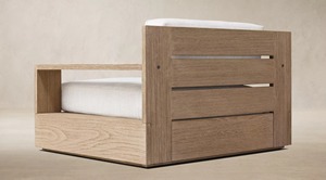 Conjunto de Sofá Contemporáneo para Exteriores con Mesa de Centro en Tela Beige y Estructura de Madera para Jardín o Patio - Product Image 2