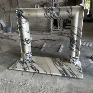 Chimenea de Leña de Mármol Natural Tallada a Mano de Alta Calidad, Diseño Francés, Moderna, Independiente, para Sala de Estar u Hotel - Product Image 1