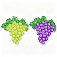 Groene paarse druiven geborduurde patches, strijkbaar, fruitmotief, decoratieve patch voor jassen, tassen, hoeden, DIY