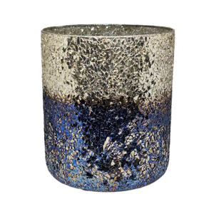 Custom Luxury Simple Colorful Cylindrical High-Quality Hand-crafted Multi-Purpose Home <b>Decor</b> Silver/Dark Blue Mosaic Glass <b>Jar</b> - Product Image 1