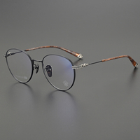Monturas Ópticas Redondas de Titanio Sólido, Ligeras, Montura Completa, Lentes Graduadas, Almohadillas Nasales Ajustables, Unisex