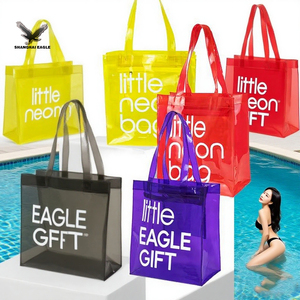 Bolso de compras de moda de PVC impermeable de alta calidad con logotipo personalizado, bolso de compras transparente holográfico de gelatina con asa - Product Image 2