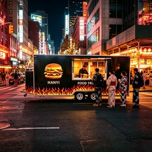 HANYI Food Truck Capsule, Remorque Alimentaire avec Cuisine Complète, Boutique Alimentaire Éphémère, Pizza, Desserts, Évier, Réfrigérateur, Congélateur à Vendre - Product Image 2