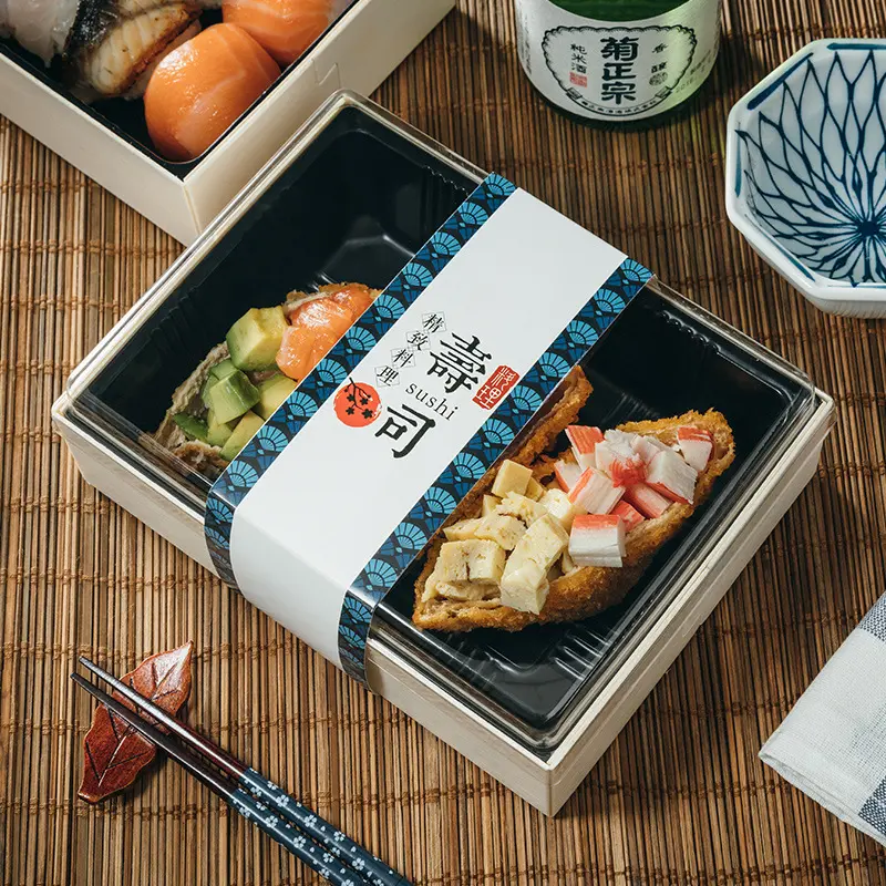 Best-selling Japanese-style Sushi Box Wooden Lunch Box Sushi Verpackung Box Take-out Light Food Bento Commercial Disposable Wood