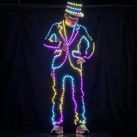 Costume LED lumineux style Michael Jackson avec chapeau, tenue néon lumineuse pour spectacle de danse sur scène, fête de carnaval