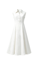 Robe midi en lin et coton à taille empire - Robe chemise bohème sans manches avec col mandarin