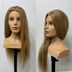 Cabeza de Maniquí Femenina con Cabello Humano Natural Liso de 65 cm con Hombros, 130% de Densidad, 850 g de Peso, para Corte y Peinado - Product Image 3