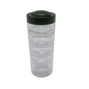 Stoccaggio trasparente rotondo di plastica impilabile del cilindro di 5 strati dell'oem come logo del barattolo