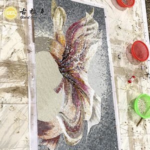 Handmade Art <strong>Pattern</strong> Hanging Mural <strong>Mosaic</strong> 4mm Thick Glass <strong>Tile</strong> For Bathroom Wall - Product Image 5