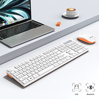 Clavier d'ordinateur silencieux de bureau 104 touches 2.4G / BT à double mode Combo clavier et souris sans fil multimédia