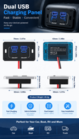 Chargeur USB 12V-24V pour siège de bus, montage en surface, type C, QC3.0, charge rapide pour camping-car, autocar, caravane, camion