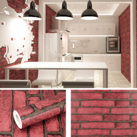 Style coréen 3D PVC Wallpap moderne brique rouge papier peint pour restaurant salle de sport étanche auto-adhésif conception personnalisée échantillon gratuit