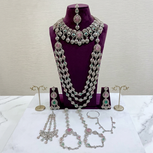Elegant High Quality Gold Plated Bridal Engagement Wedding Anniversary Party Gift Ethnic Fashion Rhodium Plated Jewelry <b>Set</b> - Product Image 1