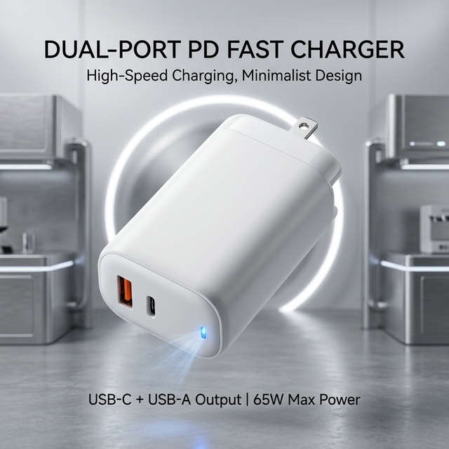 65W Max GaN Charger 2-Port USB-C Fast Charger Adapter US EU UK in AU Plug QC PD Wall Chargers for Phone Laptop Tablet