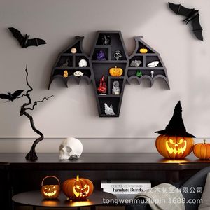 Halloween Coffin Rack Wooden Gothic <b>Wall</b> <b>Shelf</b> Black 3 Layers Multipurpose Decor For Home Party - Product Image 2