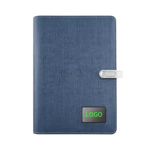 Notebook isi daya mode ganda berkabel terbaru dengan layar Logo LED warna penuh dompet kulit sampul keras buku harian