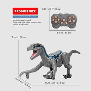Jouet <span class=keywords><strong>dinosaure</strong></span> <span class=keywords><strong>Velociraptor</strong></span> <span class=keywords><strong>télécommandé</strong></span> 2,4 G avec pulvérisation de brume, lumière LED et son rugissant - <span class=keywords><strong>Dinosaure</strong></span> RC interactif pour enfants - Product Image 4