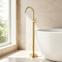 Robinet sur pied gris, finition minimaliste, monocommande, pour lavabo de salle de bain