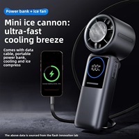 Nouveau mini ventilateur portable USB haute capacité avec fonction de refroidissement par glace, contrôle de vitesse progressif, autonomie de 12 heures, 5V