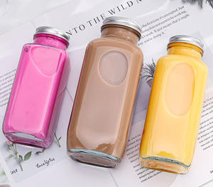 Bouteilles en verre carrées françaises transparentes 250ml 350ml 500ml 16 oz pour presse à froid café lait thé jus avec couvercle à vis pour boissons - Product Image 6