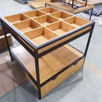 Klantgerichte marktkraam met metalen en houten displayrek voor rijst, fruit, groenten, zaden, noten, voedsel, sieraden, sets, accessoires en producten