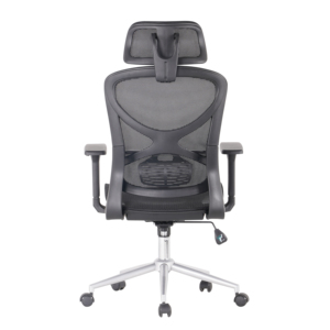 Silla de Oficina Ejecutiva Moderna, Diseño Ergonómico de Malla, Reposacabezas Ajustable, Función Giratoria de Nailon, Base de Metal Cromado, Mecanismo de Inclinación - Product Image 5