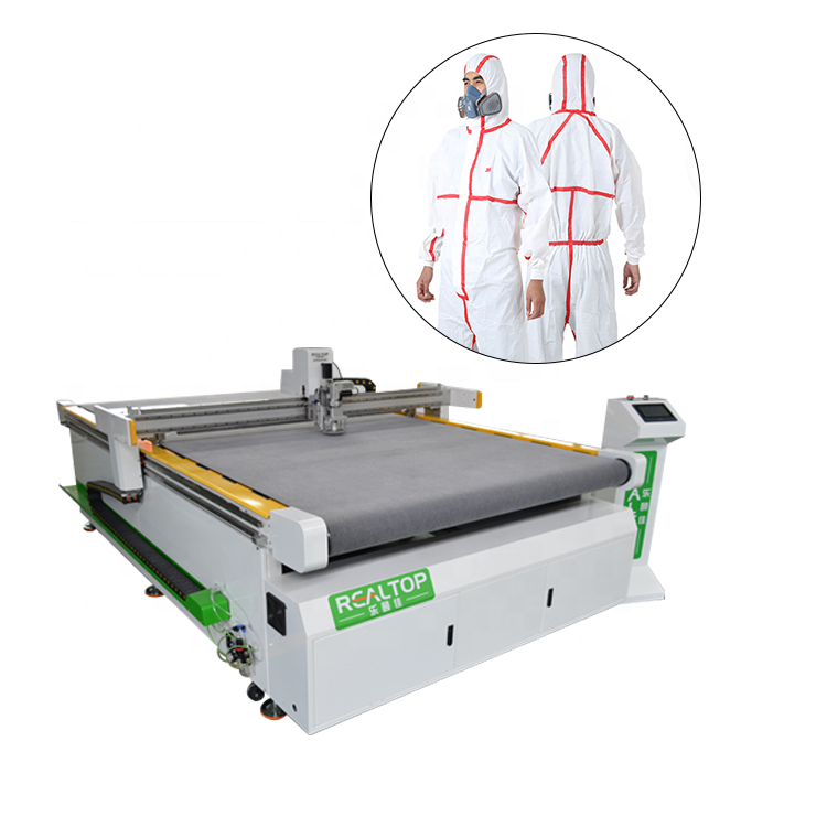 Automático de productos médicos cnc pu máquina de corte general químico ropa de protección de línea de producción de la máquina
