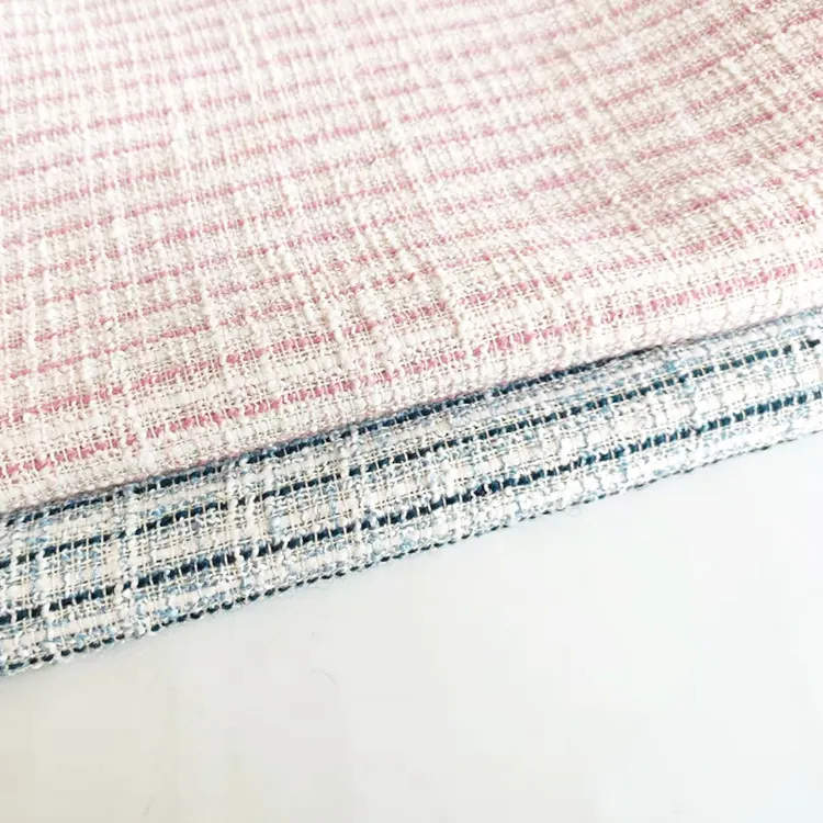Viscose material azul rosa 95% poliéster 5% oth tecido Tweed