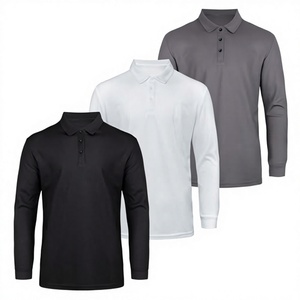 Lot de 3 chemises de golf pour hommes, respirantes, unies, à manches longues, tricotées, 3 boutons, décontractées, pour le sport, les activités de plein air et le travail - Product Image 3