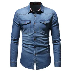 Men's high quality cotton tailored denim shirt for men