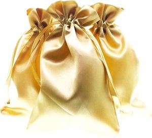 Sac en satin rose doré luxueux avec cordon de serrage pour bijoux personnalisés, idéal pour les cadeaux de mariage et de fêtes - Product Image 5