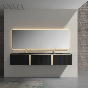 VAMA 공장 2000 mm 현대 수직 줄무늬 목욕탕 허영 내각 LED 거울을 가진 잘 고정된 목욕탕 가구 3105-200