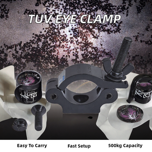 Collier de serrage pour tube en alliage d'aluminium certifié TUV, 200 kg, noir et argent global, 48-50 mm, avec œillet, portable - Product Image 2