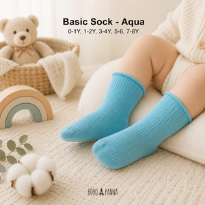 Boho Panna Basic <b>Aqua</b> <b>Socks</b> For Toddlers 0-1Y 1-2Y 3-4Y 5-6Y 7-8Y Breathable Knitted Cotton Ankle <b>Socks</b> Spring Casual Style - Product Image 5