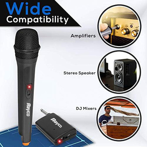 Microphone sans fil dynamique portable VHF, système de micro à main monocanal pour chanteurs, fabriqué en métal durable - Product Image 2