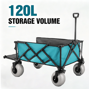<span class=keywords><strong>Chariot</strong></span> pliable, <span class=keywords><strong>chariot</strong></span> utilitaire portable <span class=keywords><strong>de</strong></span> grande capacité 120L avec roues pneumatiques, camping en plein air, jardin - Product Image 3