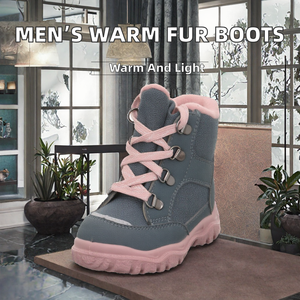 Botas de nieve para niñas, botas ligeras antideslizantes con cordones y forro cálido para exteriores - Product Image 2