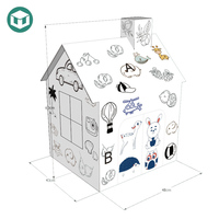 Maison de jeu en carton personnalisable pour enfants, maisonnette avec montage facile, 48x43x60cm, colorable - Marque WOW
