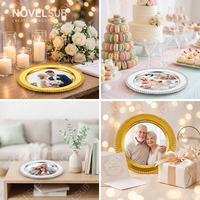 NOVELSUB Sublimatie Blanko Bruiloft Fruitplateau/Serveerschaal Aangepaste DIY Ronde Metalen Plaat voor DIY Cadeaus & Feest Huisdecoratie