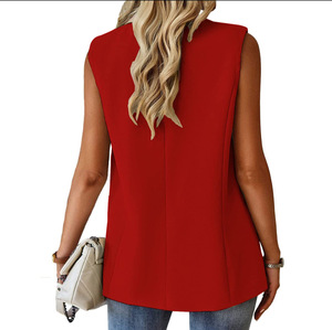 Chaleco Nuevo de Alta Calidad para <span class=keywords><strong>Mujer</strong></span> <span class=keywords><strong>H</strong></span>-1080, Cuello en V, Un Botón, Color Sólido, Estilo Cardigan para Oficina - Product Image 3