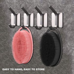 Custom Modern Oval Food Grade <b>Silicone</b> Loofah Shower Scrubber Multi-Function Exfoliating Body Brush <b>Scalp</b> <b>Massager</b> Shampoo Brush - Product Image 2