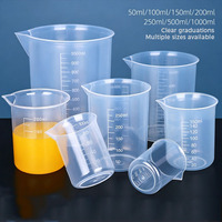 Béchers en plastique pour expériences scientifiques avec échelle de mesure transparente, 10 ml, 25 ml, 50 ml, 100 ml, 150 ml, 250 ml, 500 ml, 1000 ml