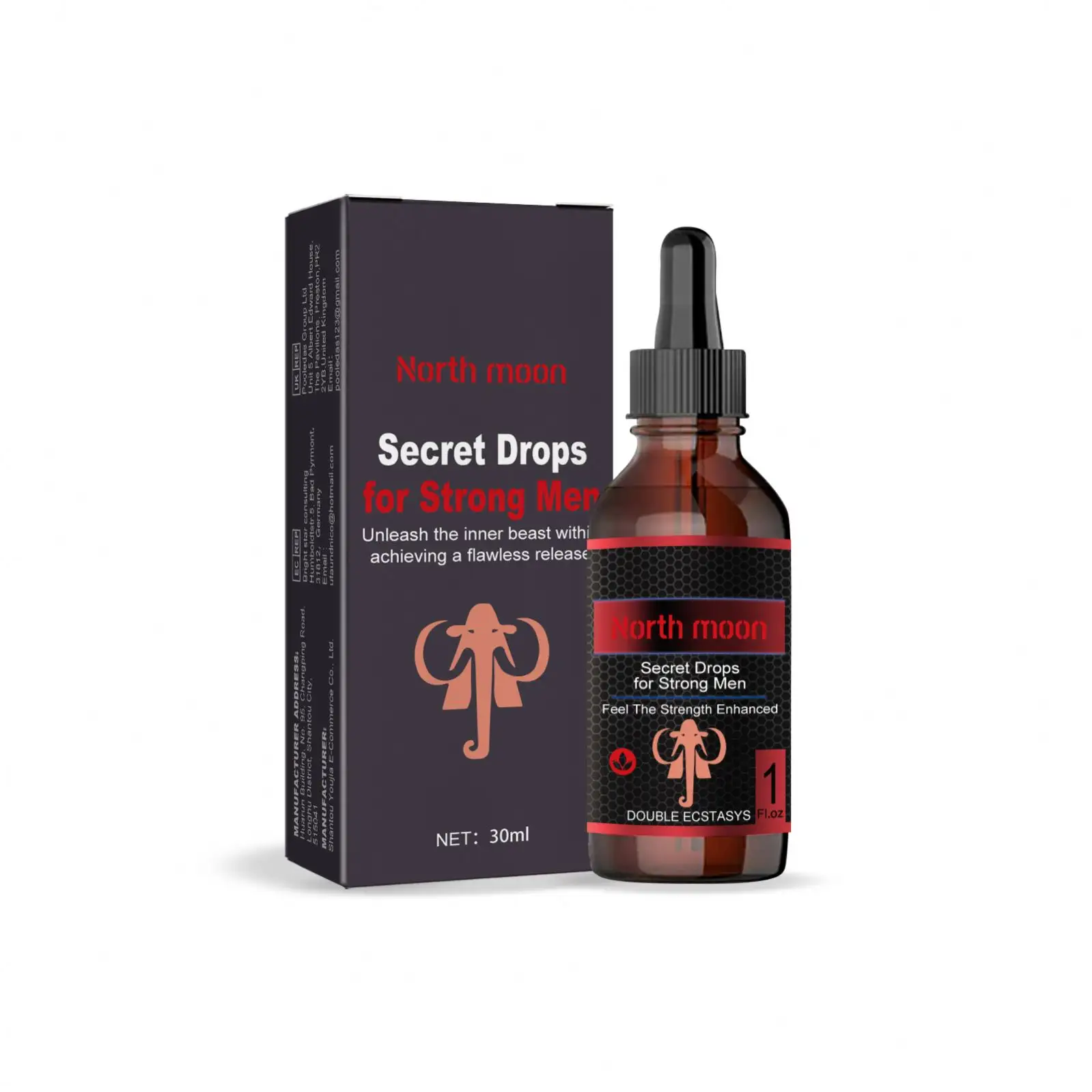 North Moon Venta al por mayor Etiqueta privada 30ML Gotas para el cuidado de los hombres Mantenimiento del cuerpo de los hombres Fuerte vitalidad Placer Masaje Aceite esencial